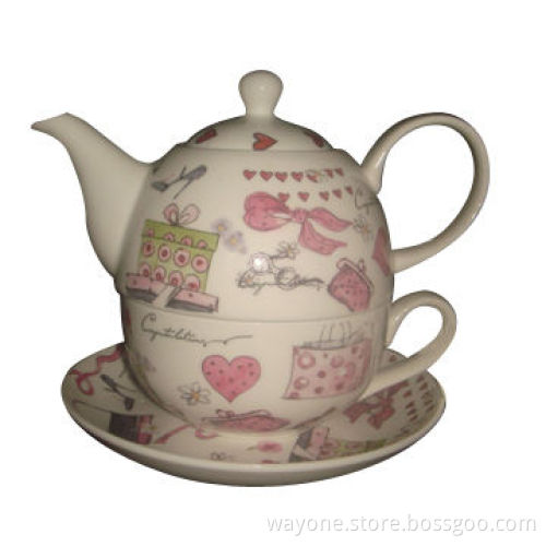 Tea Set for One, Tea Pot and Tea Cup/Saucer, Suitable for Gift Purposes, Fashionable Design
